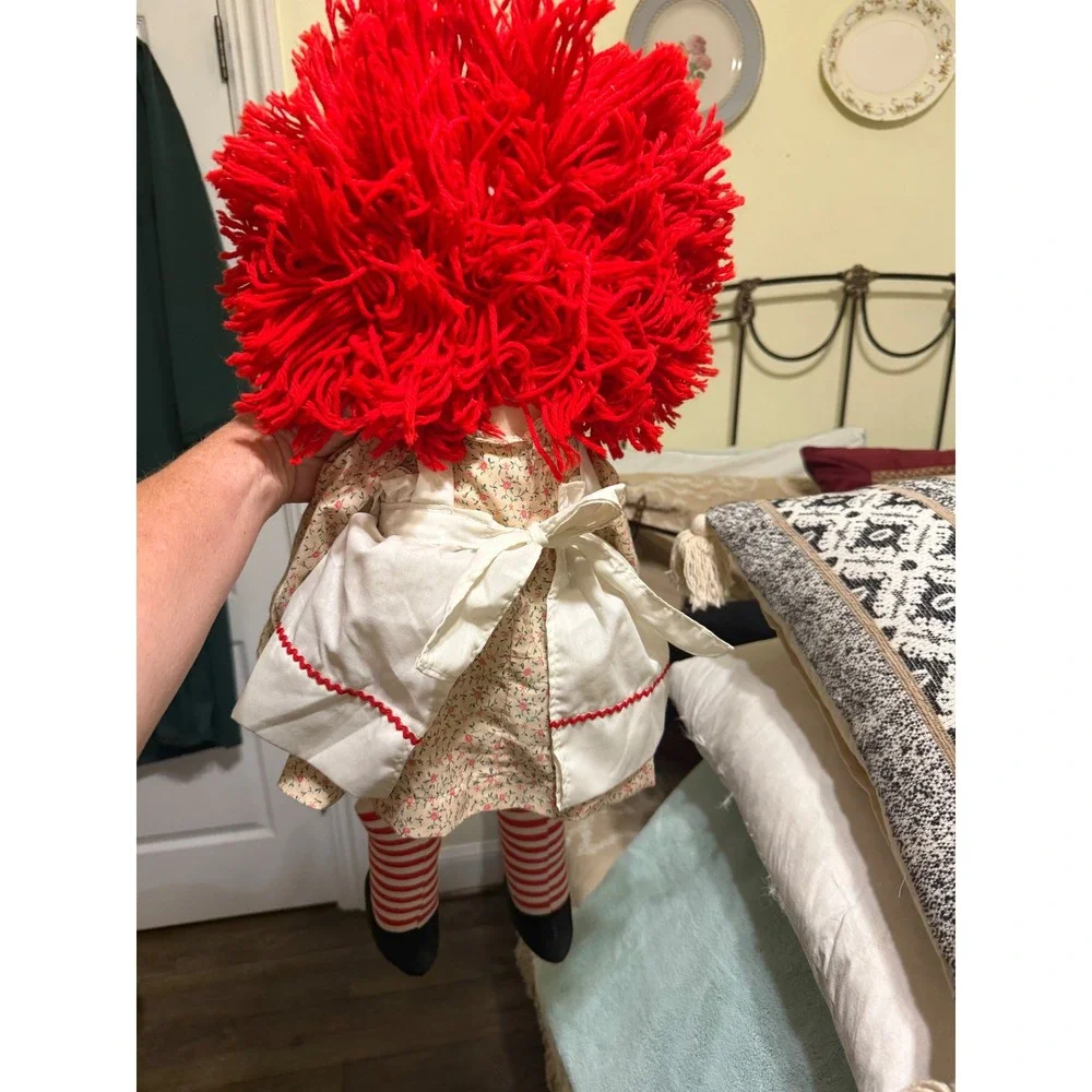 Vintage Raggedy Ann‎ and Andy Plush Rag Dolls Pair Red Yarn Hair 25 Inch Large